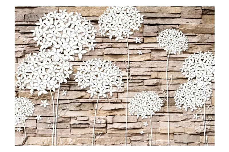 Fototapet Flowers On The Stone 300x210 - Artgeist sp. z o. o. - Innredning - Veggdekorasjon - Tapeter - Fototapeter