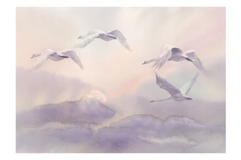 Fototapet Flying Swans 150x105 - Innredning - Veggdekorasjon - Tapeter - Fototapeter