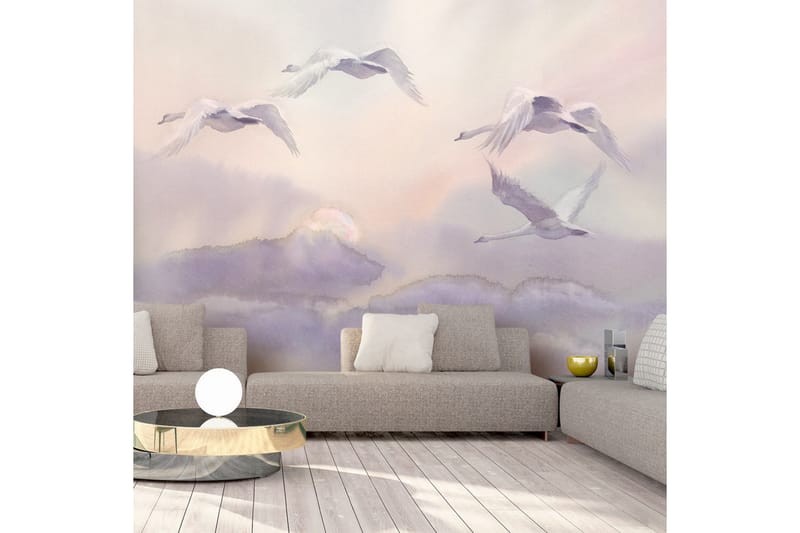 Fototapet Flying Swans 150x105 - Innredning - Veggdekorasjon - Tapeter - Fototapeter