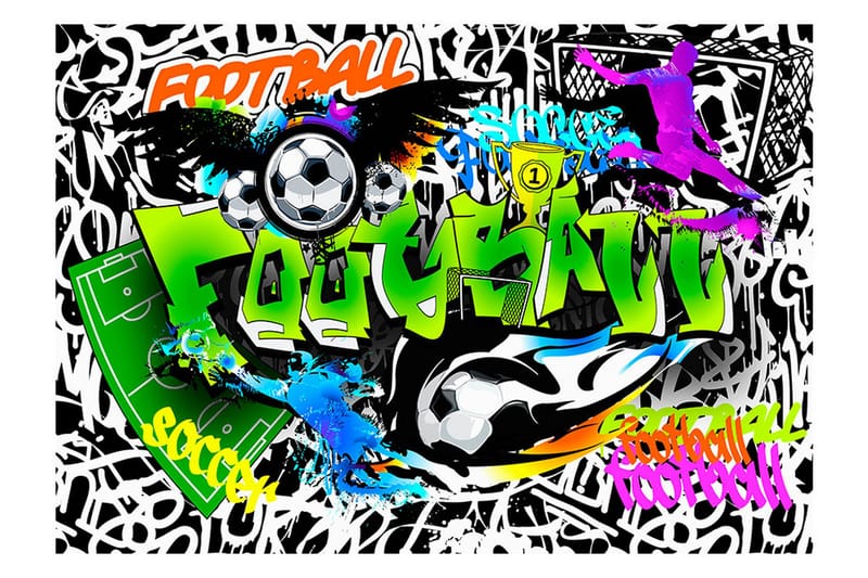 Fototapet Football Graffiti 350x245 - Artgeist sp. z o. o. - Innredning - Veggdekorasjon - Tapeter - Fototapeter