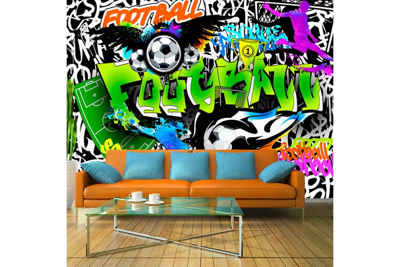 Fototapet Fotball Graffiti 100x70 - Artgeist sp. z o. o. - Innredning - Veggdekorasjon - Tapeter - Fototapeter