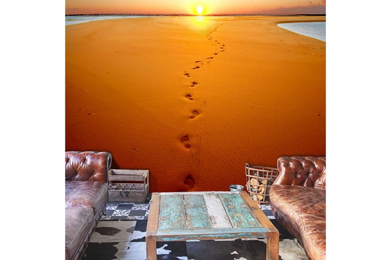 Fototapet Fotspor I Sanden 300x231 - Artgeist sp. z o. o. - Innredning - Veggdekorasjon - Tapeter - Fototapeter