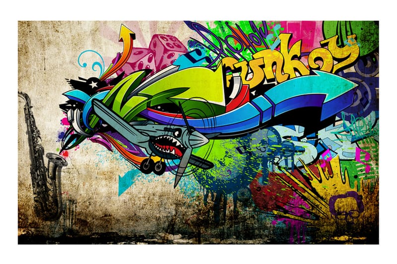 Fototapet Funky Graffiti 300x210 - Artgeist sp. z o. o. - Innredning - Veggdekorasjon - Tapeter - Fototapeter