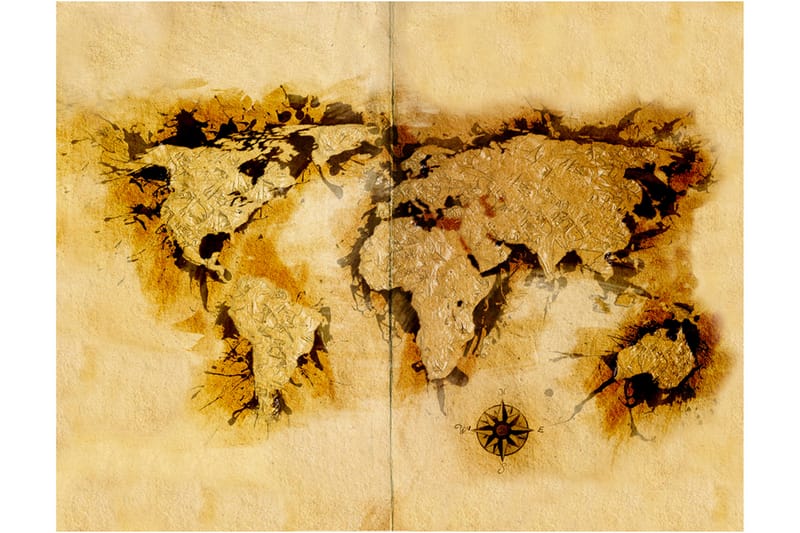 Fototapet Gold Excavator Map of the World 200x154 - Artgeist sp. z o. o. - Innredning - Veggdekorasjon - Tapeter - Fototapeter