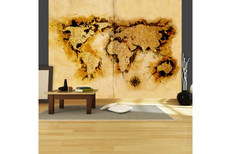 Fototapet Gold Excavator Map of the World 200x154 - Artgeist sp. z o. o. - Innredning - Veggdekorasjon - Tapeter - Fototapeter