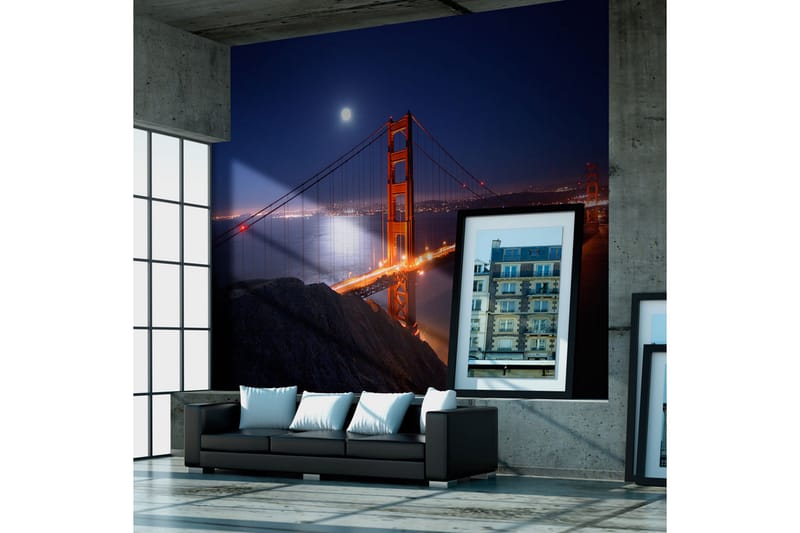 Fototapet Golden Gate-Broen Om Natten 350x270 - Artgeist sp. z o. o. - Innredning - Veggdekorasjon - Tapeter - Fototapeter