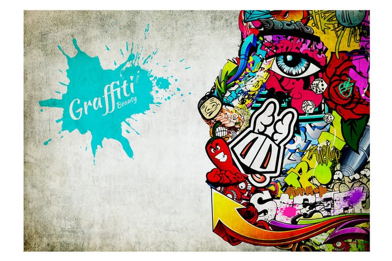 Fototapet Graffiti Beauty 300x210 - Artgeist sp. z o. o. - Innredning - Veggdekorasjon - Tapeter - Fototapeter