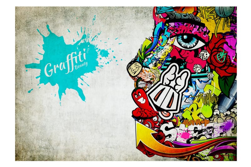 Fototapet Graffiti Beauty 350x245 - Artgeist sp. z o. o. - Innredning - Veggdekorasjon - Tapeter - Fototapeter