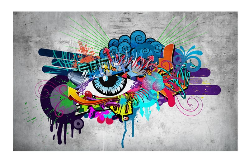 Fototapet Graffiti Eye 350x245 - Artgeist sp. z o. o. - Innredning - Veggdekorasjon - Tapeter - Fototapeter