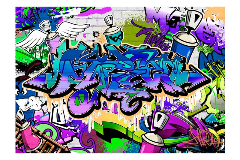 Fototapet Graffiti Violet Theme 200x140 - Artgeist sp. z o. o. - Fototapeter