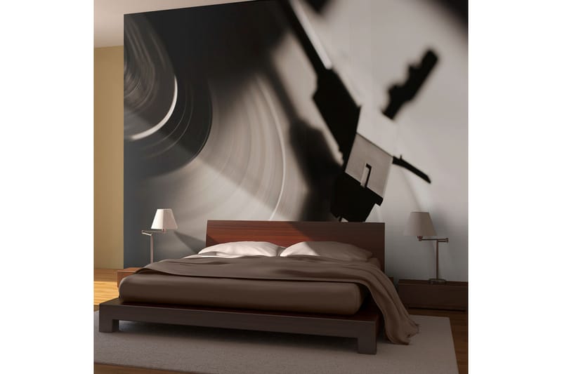 Fototapet Gramophone And Vinyl Record 300x231 - Artgeist sp. z o. o. - Innredning - Veggdekorasjon - Tapeter - Fototapeter