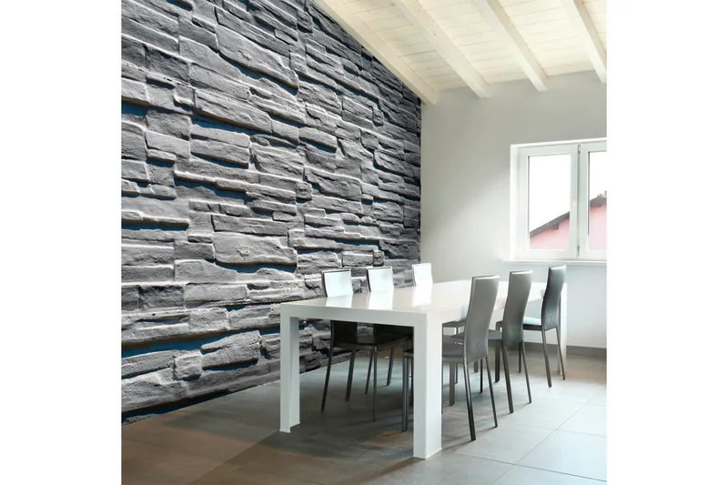 Fototapet Gray Stone Wall 200x154 - Artgeist sp. z o. o. - Innredning - Veggdekorasjon - Tapeter - Fototapeter