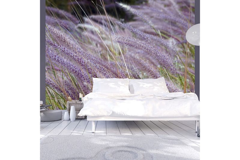 Fototapet Green Field And Purple Flowers 200x154 - Artgeist sp. z o. o. - Innredning - Veggdekorasjon - Tapeter - Fototapeter