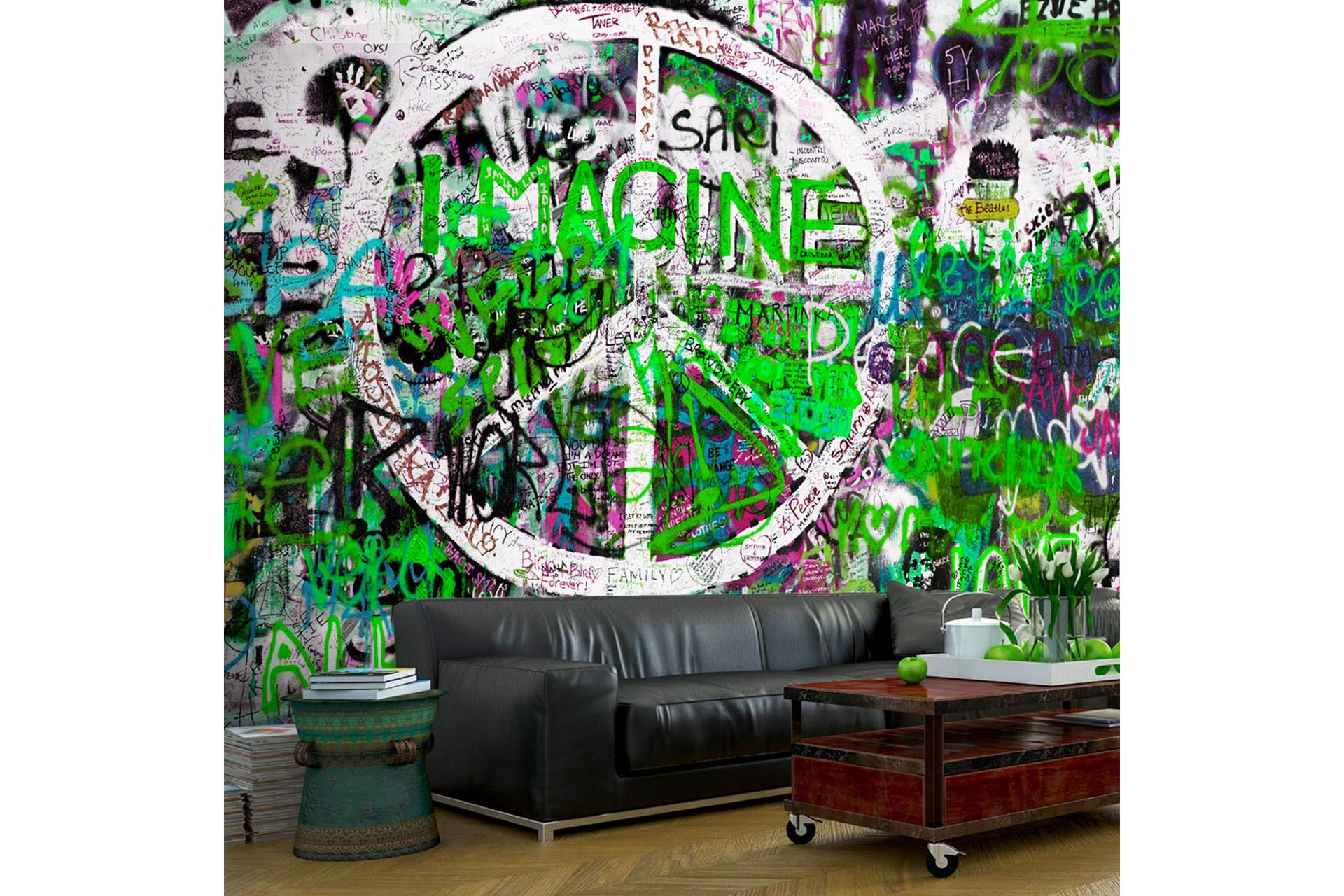 Fototapet Green Graffiti 150x105 - Innredning - Veggdekorasjon - Tapeter - Fototapeter