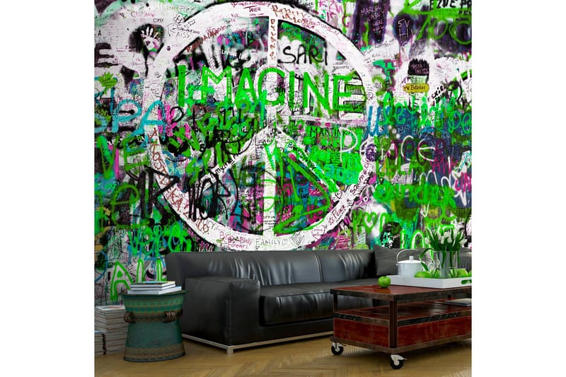 Fototapet Green Graffiti 200x140 - Fototapeter