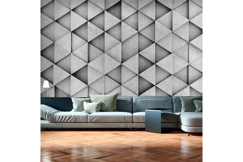Fototapet Grey Triangles 200x140 - Innredning - Veggdekorasjon - Tapeter - Fototapeter