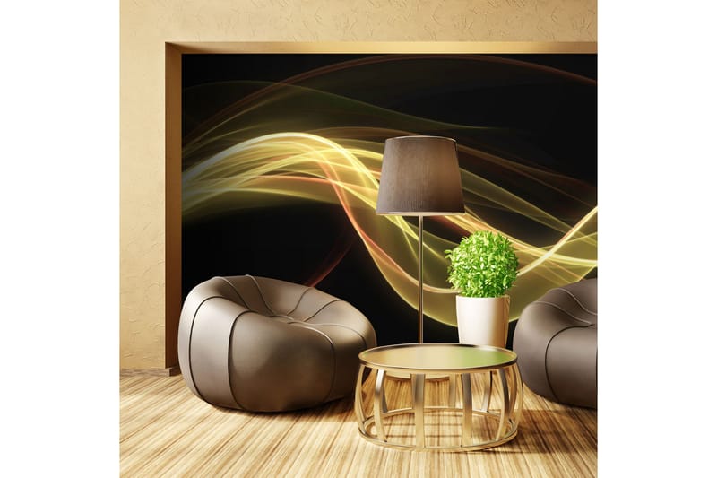 Fototapet Gul Bølgeform Flyter Mørket 450x270, Artgeist sp. z o. o.