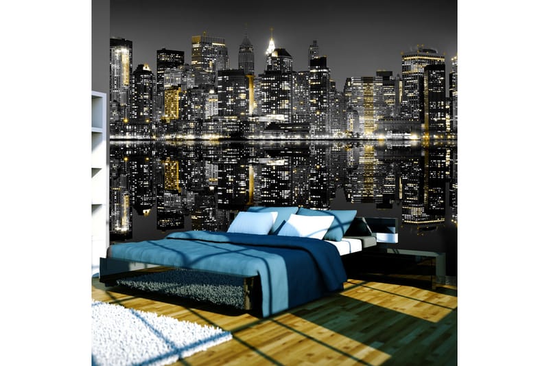 Fototapet Gull Og Sølv NYC 350x270 - Artgeist sp. z o. o. - Innredning - Veggdekorasjon - Tapeter - Fototapeter