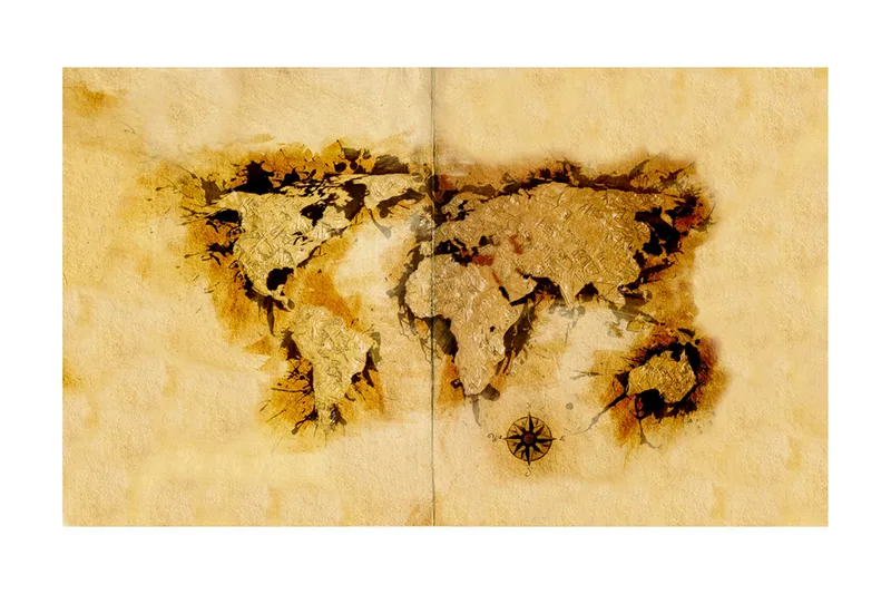 Fototapet Gullgraver Kart Over Verden 450x270 - Artgeist sp. z o. o. - Innredning - Veggdekorasjon - Tapeter - Fototapeter