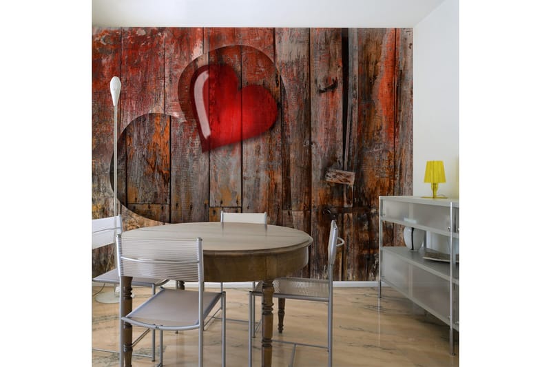 Fototapet Heart On Wooden Background 200x154, Artgeist sp. z o. o.