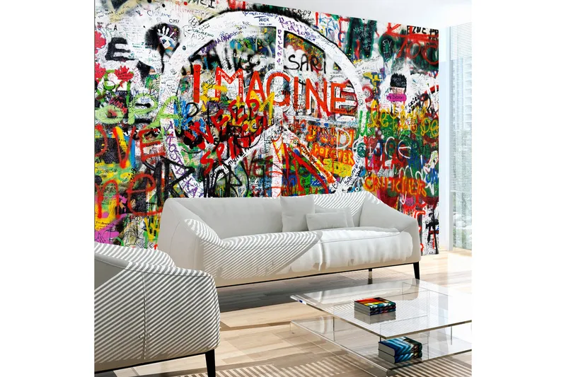 Fototapet Hippie Graffiti 200x140, Finnes i flere størrelser