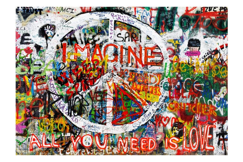 Fototapet Hippie Graffiti 250x175 - Finnes i flere størrelser - Innredning - Veggdekorasjon - Tapeter - Fototapeter