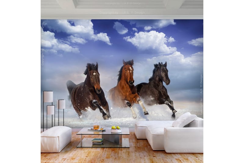 Fototapet Horses In The Snow 400x280 - Artgeist sp. z o. o. - Innredning - Veggdekorasjon - Tapeter - Fototapeter