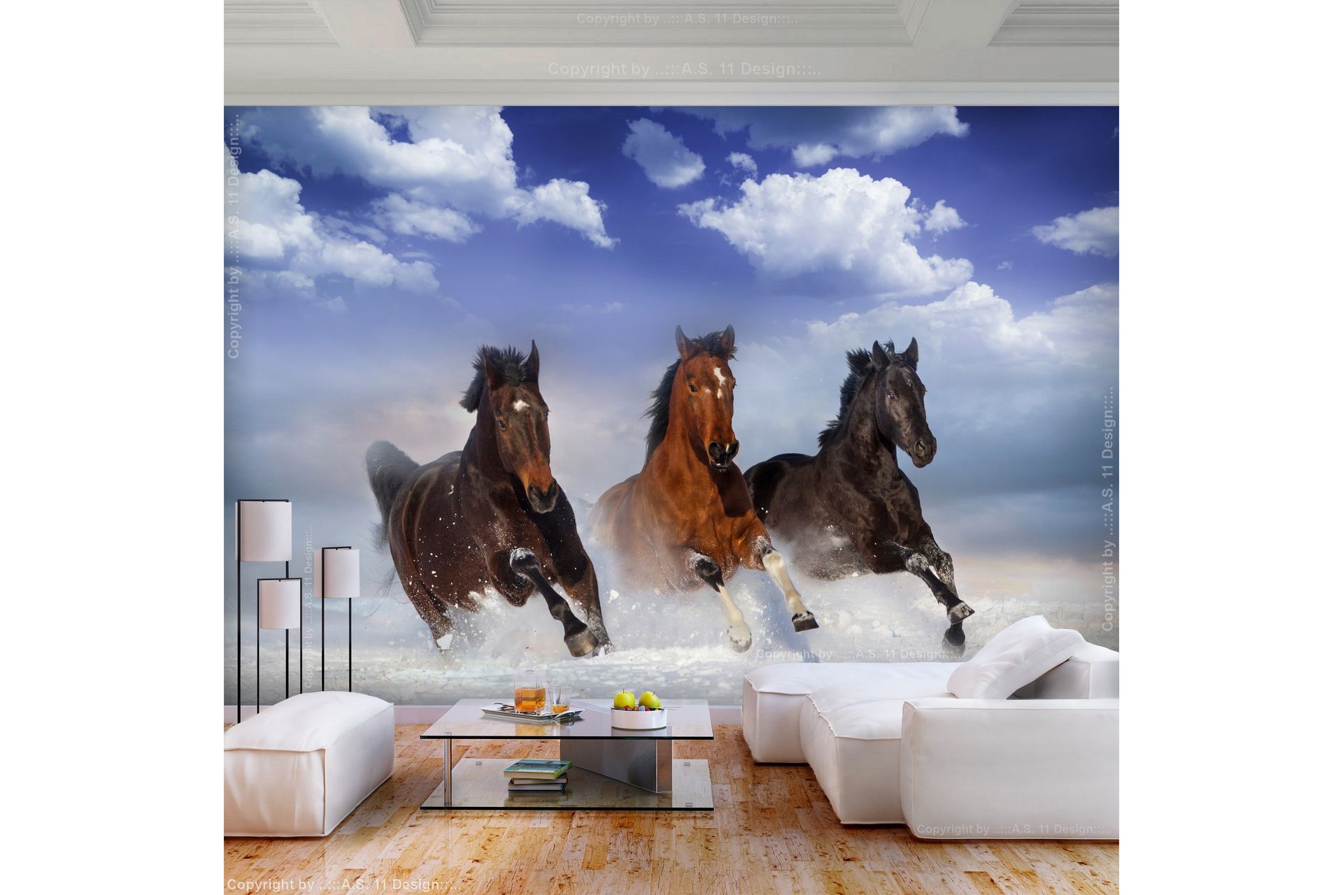 Fototapet Horses In The Snow 400x280 - Artgeist sp. z o. o. - Innredning - Veggdekorasjon - Tapeter - Fototapeter