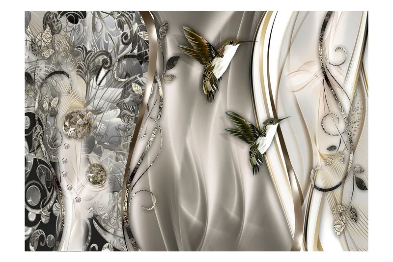 Fototapet Hummingbirds On The Wave Brown 400x280, Artgeist sp. z o. o.