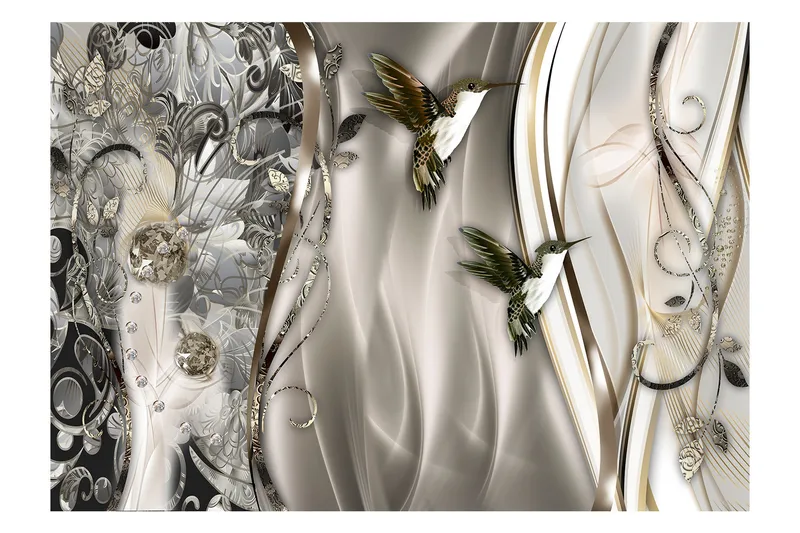 Fototapet Hummingbirds On The Wave Brown 400x280, Artgeist sp. z o. o.