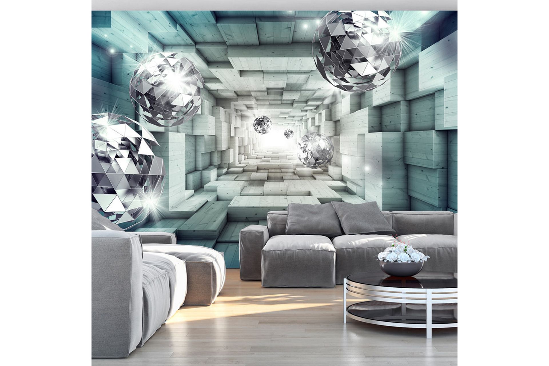 Fototapet Journey Through The Blue Tunnel 100x70 - Artgeist sp. z o. o. - Innredning - Veggdekorasjon - Tapeter - Fototapeter