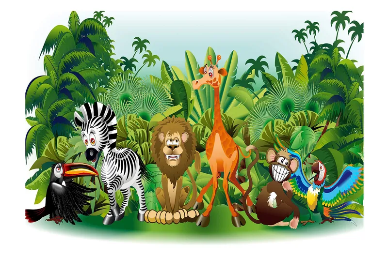 Fototapet Jungle Animals 150x105, Finnes i flere størrelser
