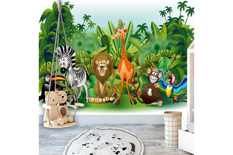 Fototapet Jungle Animals 200x140 - Finnes i flere størrelser - Innredning - Veggdekorasjon - Tapeter - Fototapeter
