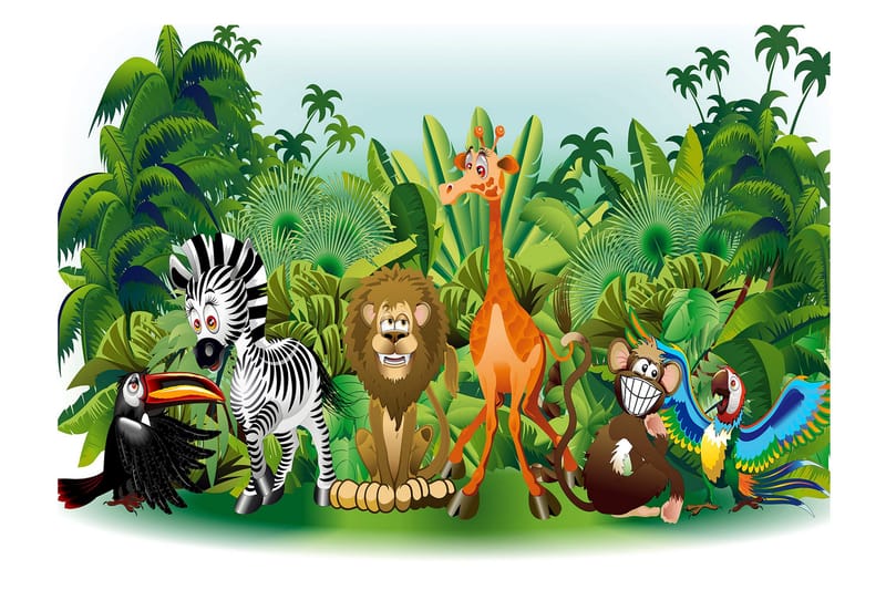 Fototapet Jungle Animals 200x140, Finnes i flere størrelser