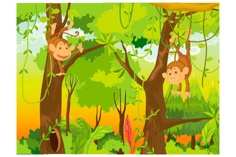 Fototapet Jungle Monkeys 250x193 - Artgeist sp. z o. o. - Innredning - Veggdekorasjon - Tapeter - Fototapeter