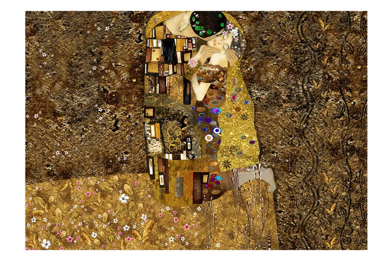 Fototapet Klimt Inspiration Golden Kiss 200x140, Finnes i flere størrelser