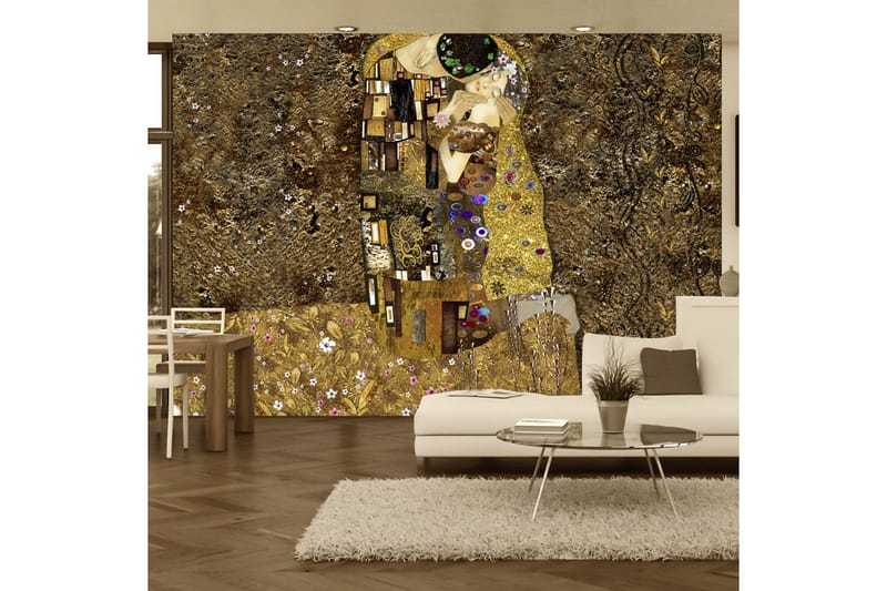 Fototapet Klimt Inspiration Golden Kiss 250x175 - Finnes i flere størrelser - Innredning - Veggdekorasjon - Tapeter - Fototapeter