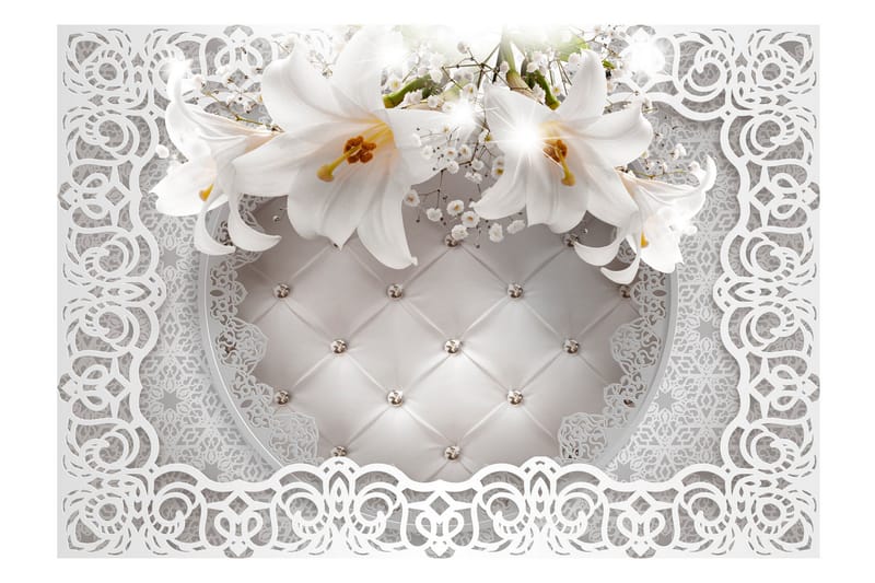 Fototapet Lilies And Quilted Background 150x105, Finnes i flere størrelser