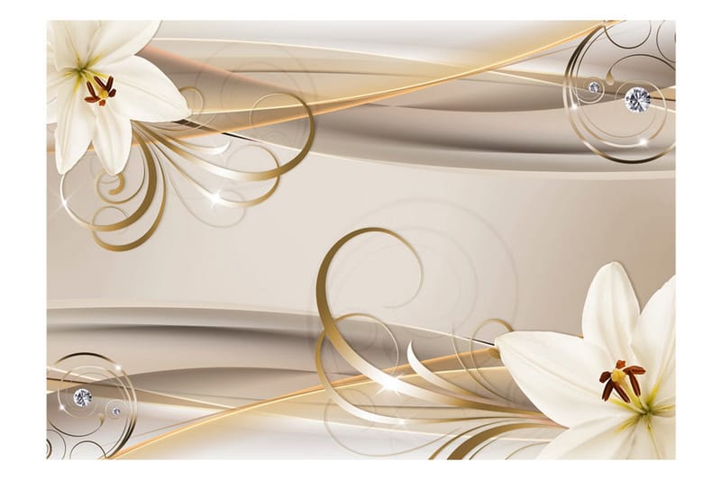 Fototapet Lilies And The Gold Spirals 400x280 - Artgeist sp. z o. o. - Innredning - Veggdekorasjon - Tapeter - Fototapeter