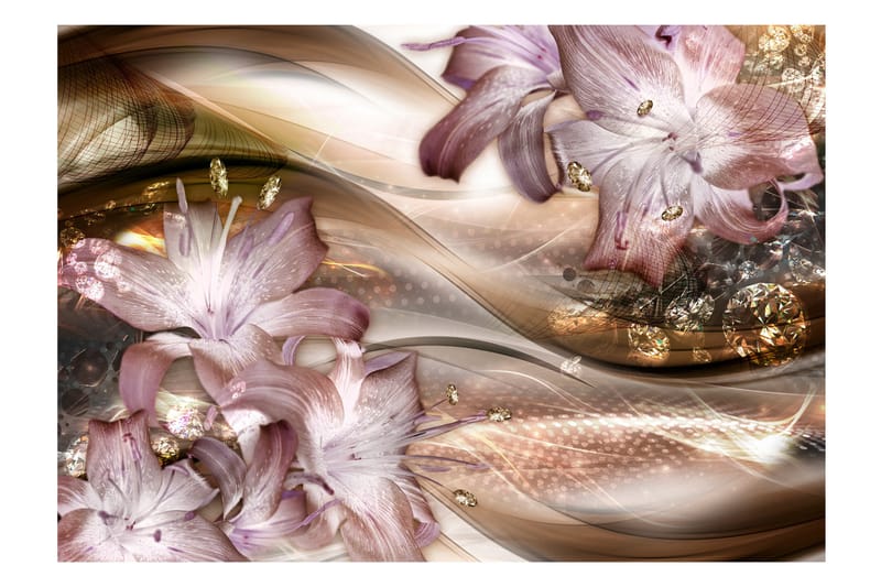 Fototapet Lilies On The Wave Brown 300x210 - Innredning - Veggdekorasjon - Tapeter - Fototapeter