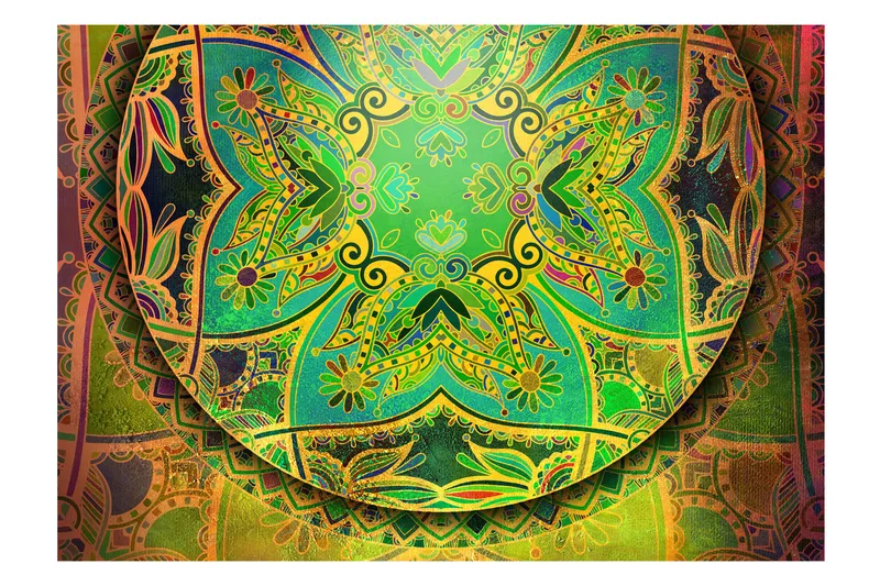 Fototapet Mandala Emerald Fantasy 300x210 - Artgeist sp. z o. o. - Innredning - Veggdekorasjon - Tapeter - Fototapeter