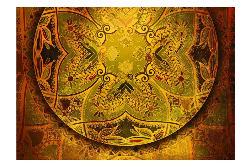 Fototapet Mandala Golden Poem 150x105 - Finnes i flere størrelser - Innredning - Veggdekorasjon - Tapeter - Fototapeter