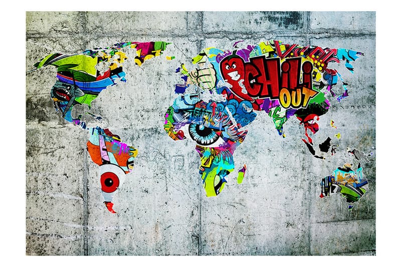 Fototapet Map Graffiti 300x210 - Artgeist sp. z o. o. - Innredning - Veggdekorasjon - Tapeter - Fototapeter