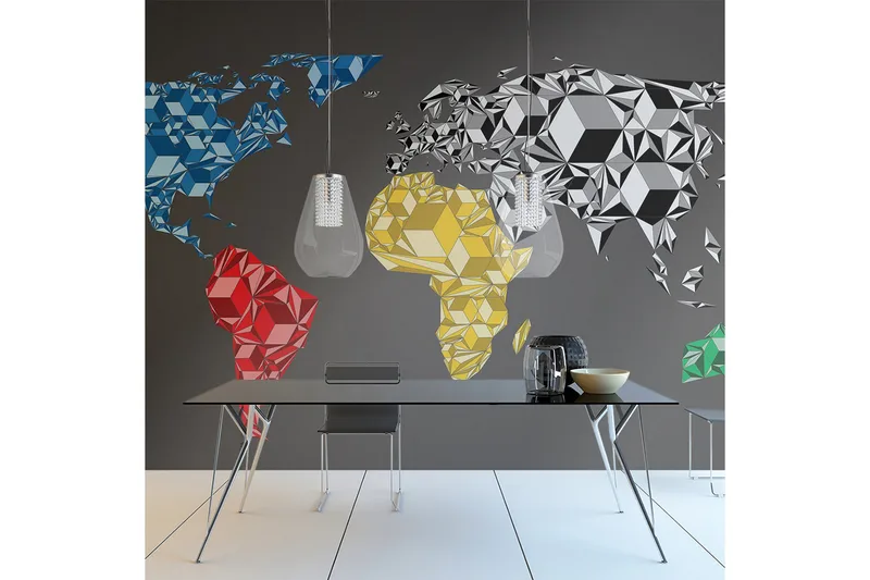 Fototapet Map Of The World Colorful Solids 250x193 - Artgeist sp. z o. o. - Innredning - Veggdekorasjon - Tapeter - Fototapeter