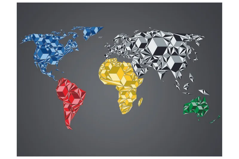 Fototapet Map Of The World Colorful Solids 300x231, Artgeist sp. z o. o.
