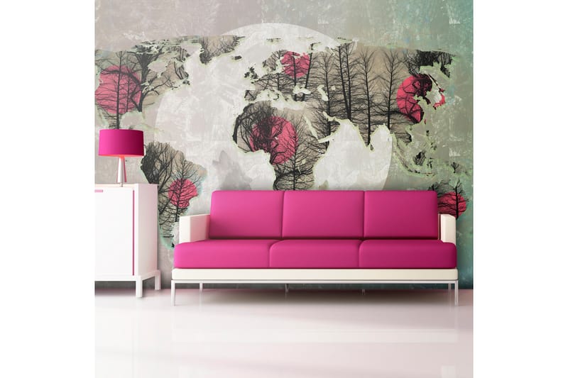 Fototapet Map Of The World Howling To The Moon 400x309, Artgeist sp. z o. o.