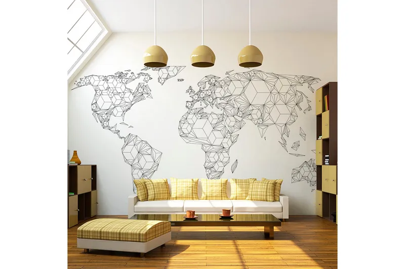 Fototapet  Map Of The World White Solid 250x193, Artgeist sp. z o. o.