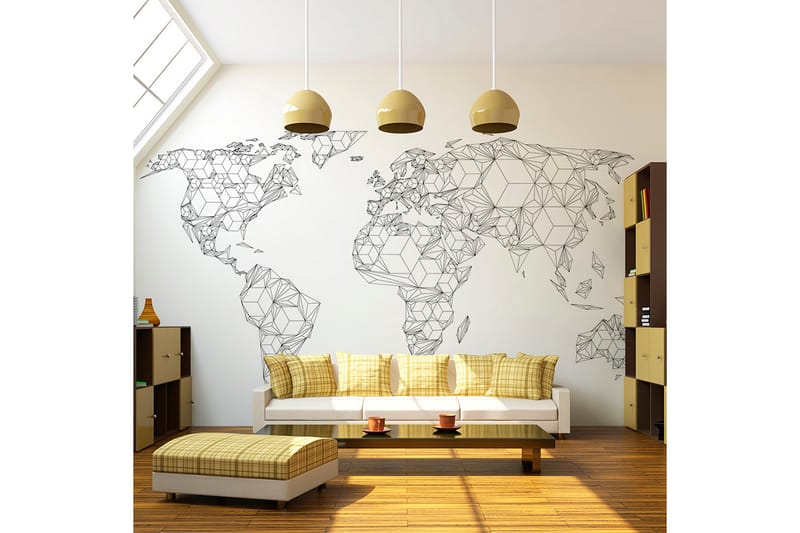 Fototapet  Map Of The World White Solid 250x193 - Artgeist sp. z o. o. - Innredning - Veggdekorasjon - Tapeter - Fototapeter