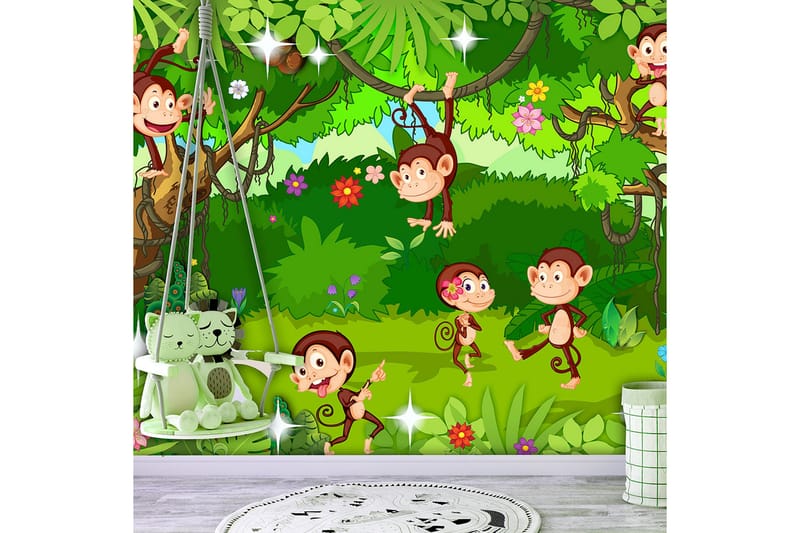 Fototapet Monkey Tricks 200x140 - Innredning - Veggdekorasjon - Tapeter - Fototapeter