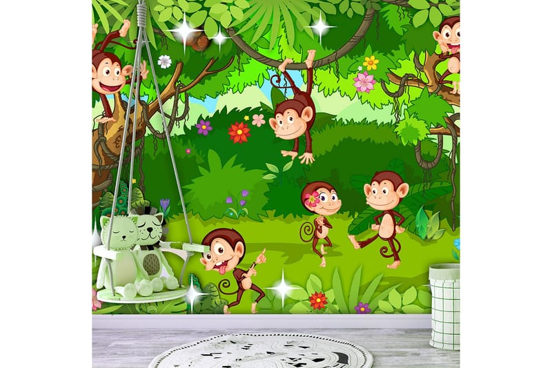 Fototapet Monkey Tricks 250x175 - Finnes i flere størrelser - Innredning - Veggdekorasjon - Tapeter - Fototapeter